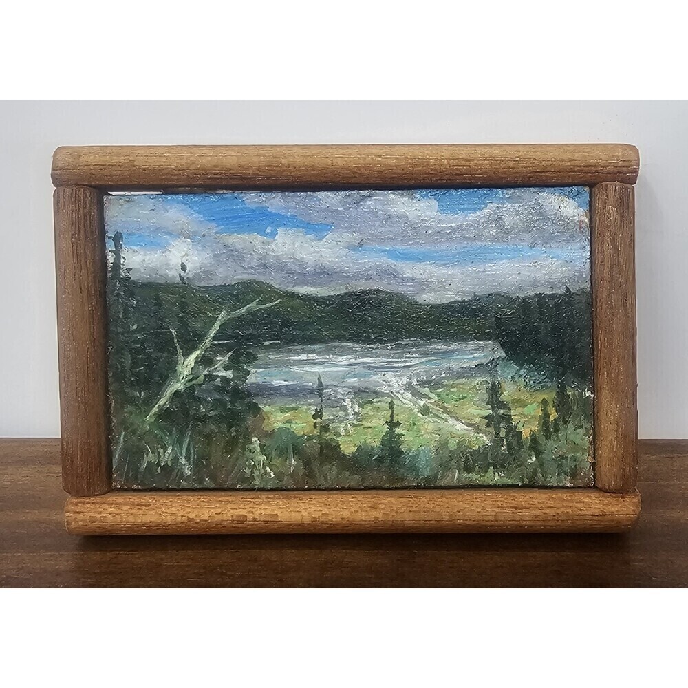 Mini Hand Painted Mt Jupiter Mountain Scene In Brinnon Washington Framed Signed